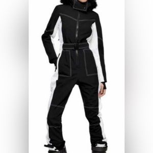 Women’s black hood ski snowsuit by SNO